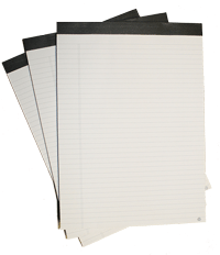 premium recycled letterpads with gray ruled lines