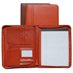 terracotta and brown premium faux leather zippered pad holders