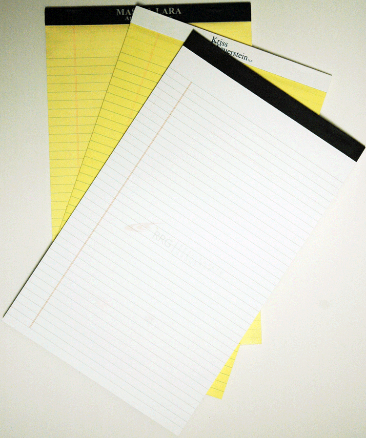letter pads with yellow and white sheets